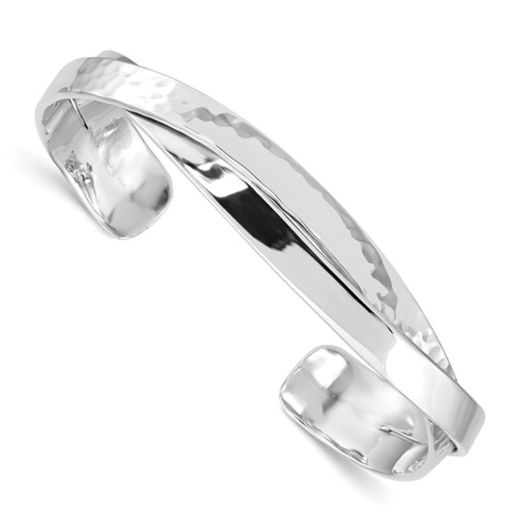 Sterling Silver Hammered Cuff Bangle Bracelet